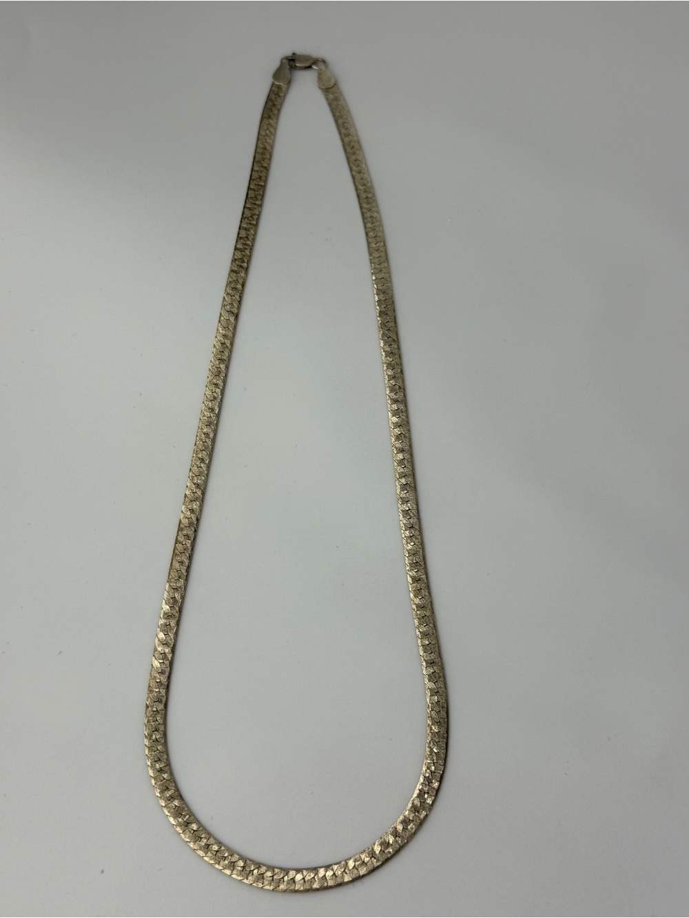 Vintage Milor Italy 925 Sterling Silver Etched Herringbone Necklace 18”